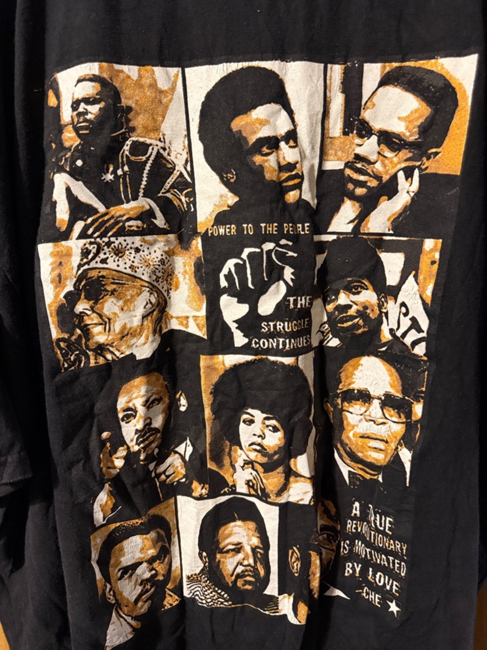 Black Short Sleeve Graphic Tee with Sepia African American Activist Portraits